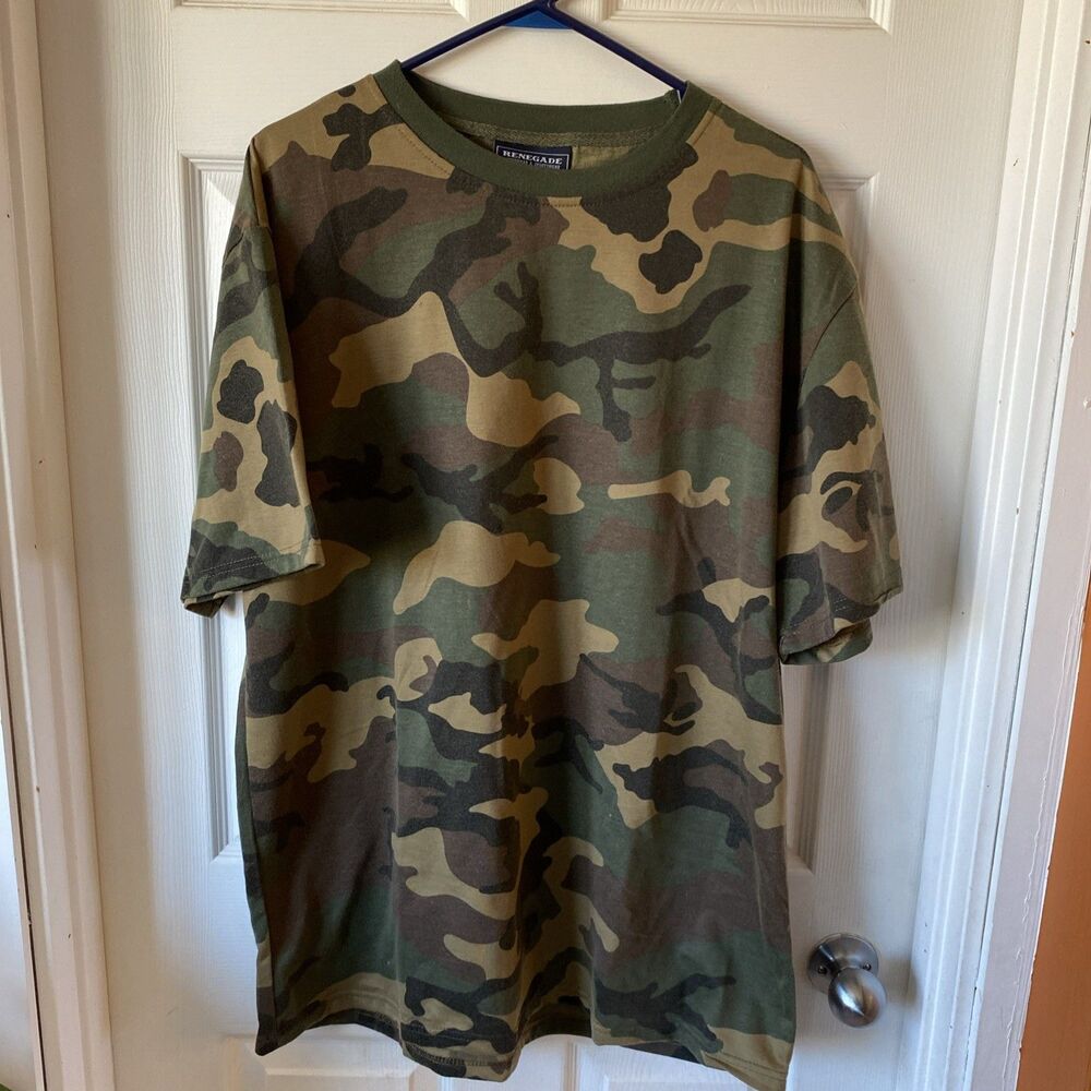 Renegade Outerwear & Sportswear Men’s 2XL Camouflage T Shirt Crew Neck Thick